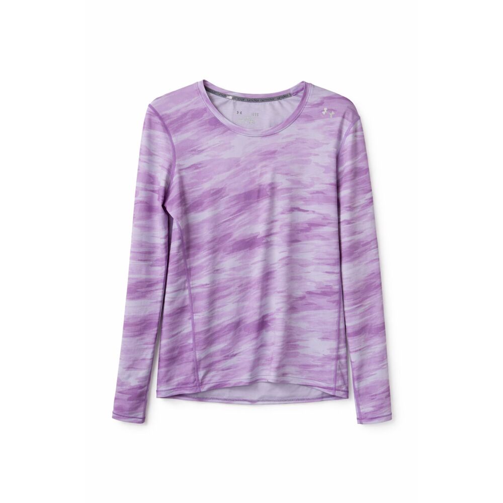 Under Armour HeatGear Purple Camo Long Sleeve Fitted Top Large Athleisure Sporty